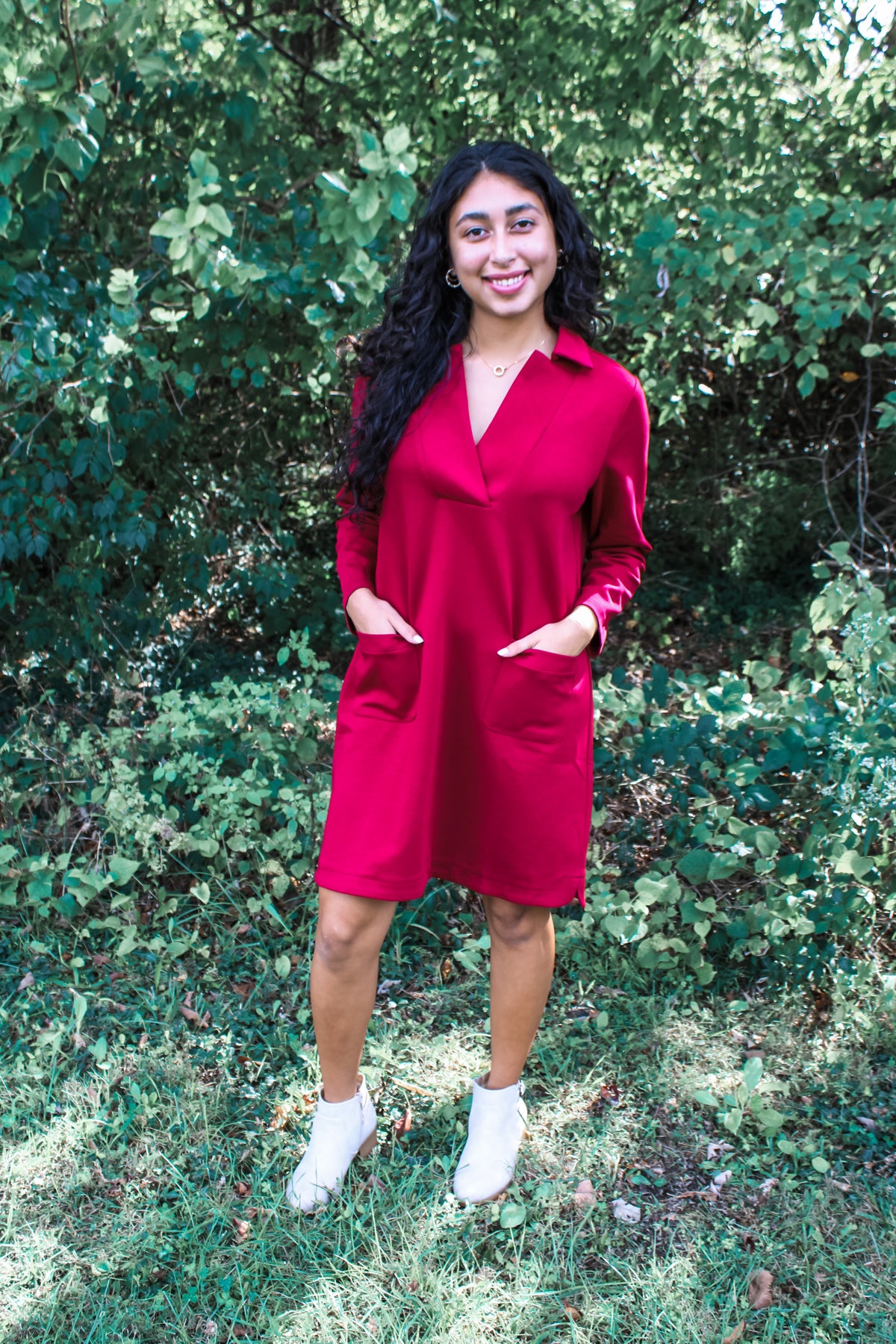 Work To Play Pocket Dress • Wine