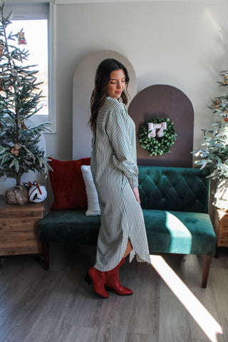 Season After Season Shirtdress • Green Stripe