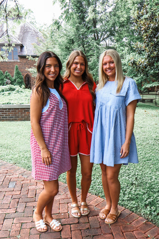 Fresh Lines Pleated Mini • Blue Stripe