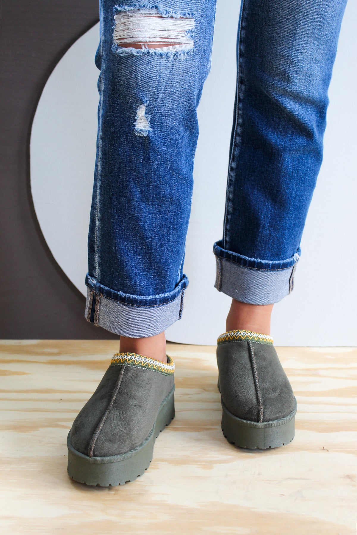 Cozy Cheer Platform Slip-On • Olive