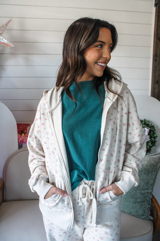 Winter Wishes Floral Hoodie • Cream