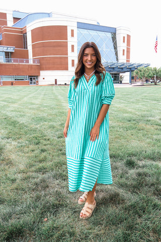 Pretty Please Striped Midi • Green