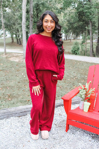 Home For The Holidays Pant Set • Maroon