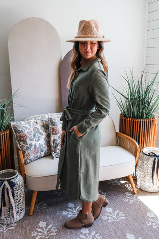 Fall Frenzy 21 • Olive Quilted Shirtdress - FINAL SALE
