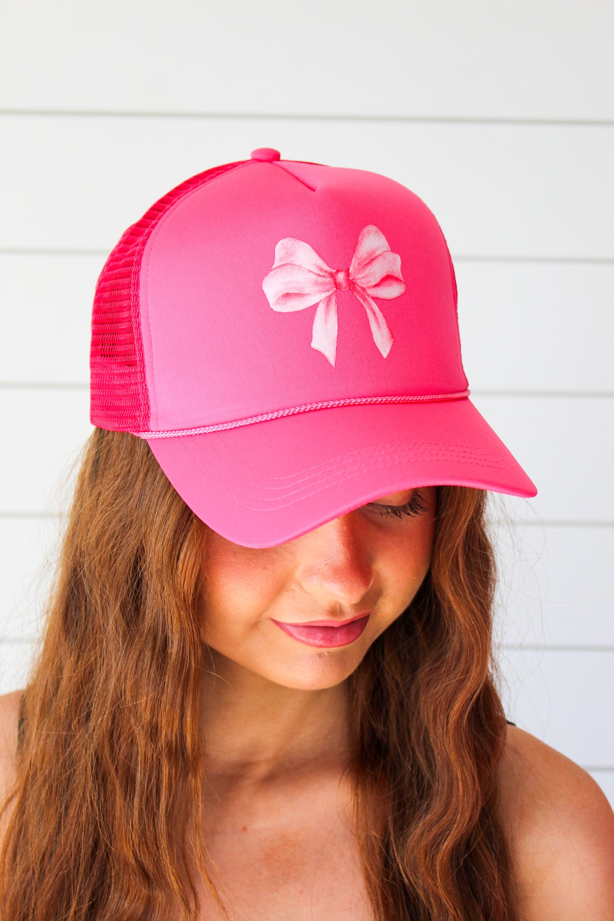 Bow Trucker Hat • Hot Pink