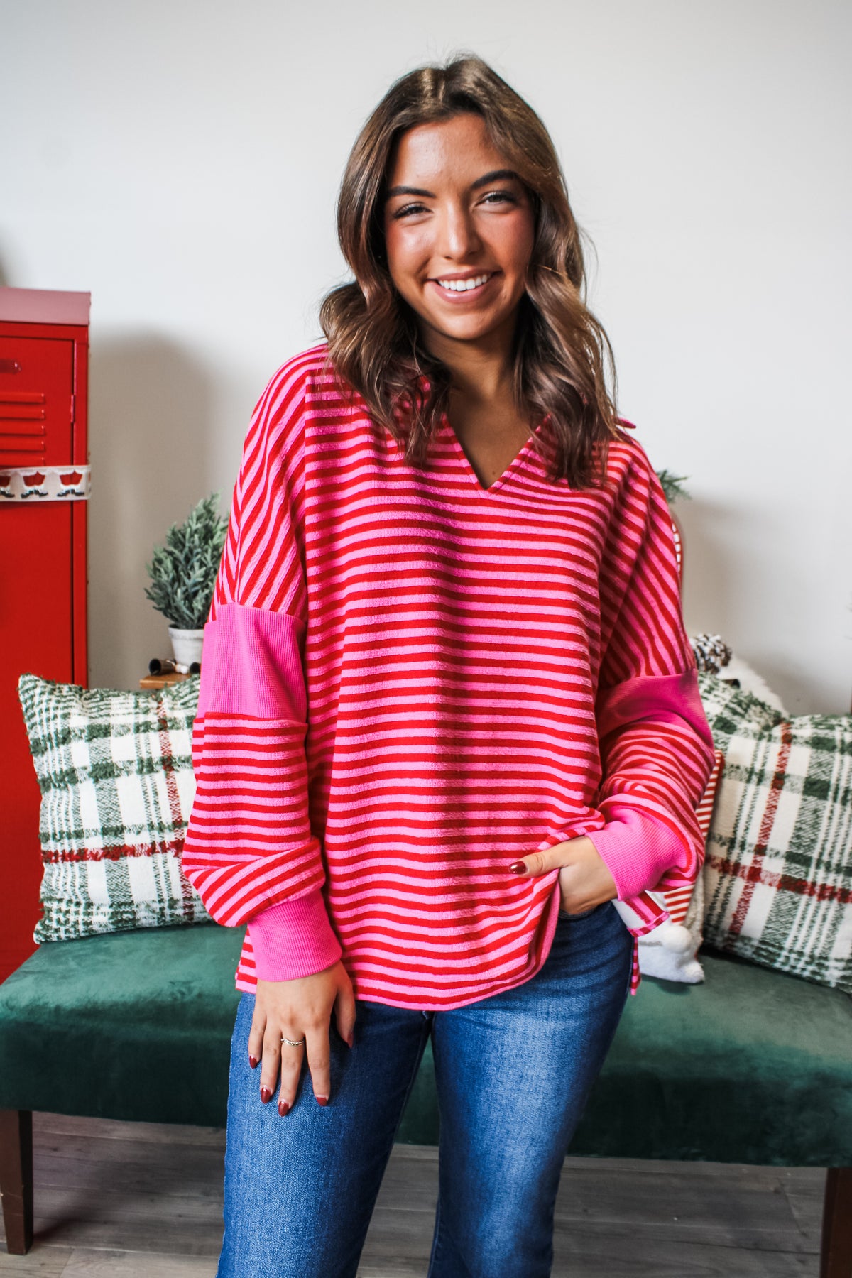 Sweet Candy Cane Stripe • Pink/Red