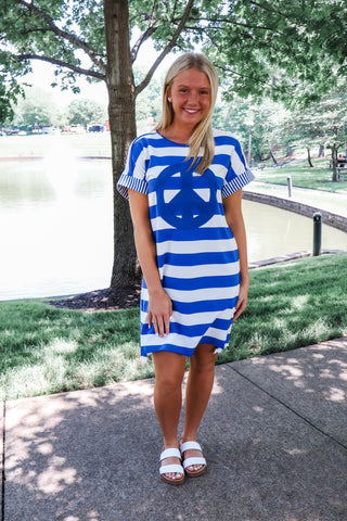 Summer Sale 13 • Striped Peace Sign T-shirt Dress - FINAL SALE
