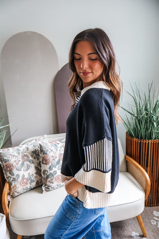 Cider Stripes Polo Knit • Black