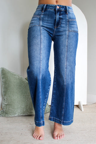 Raquel Front Seam Wide Leg • Dark Wash