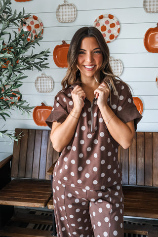 Center Stage Pant Set • Brown Dot