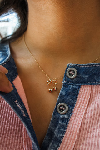 Cherry-Picked Bow Necklace • Gold