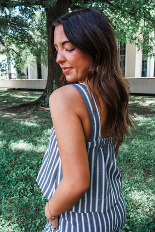 Siesta Stripes Pant Set • Grey