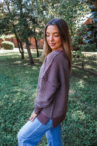 Dash Of Style V-neck Sweater • Brown/Blue