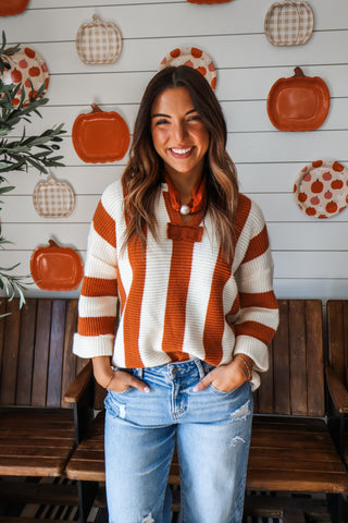 Harvest Stripes Sweater • Burnt Orange