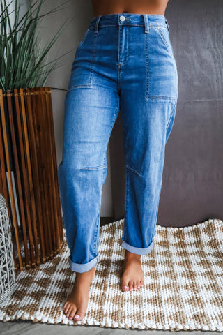 Oliver High Rise Barrel Leg • Medium Wash