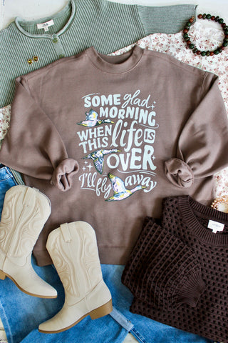 I’ll Fly Away Mock Neck Sweatshirt • Mocha