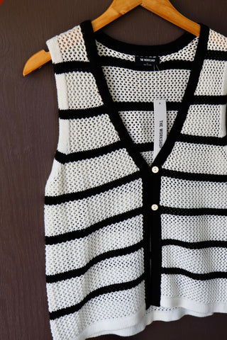 Summer Sale 55 • Black Stripe Crochet Vest – FINAL SALE