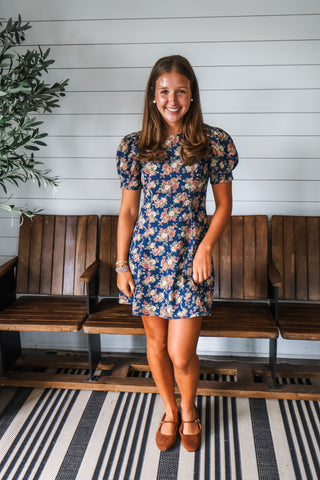 Ophelia Floral Denim Dress • Indigo