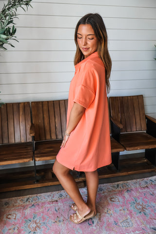 Long Weekends Polo Dress • Coral