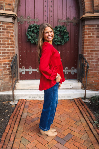 Season To Sparkle Bow Top • Red