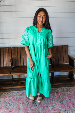 Gorgeous In Green Poplin Dress