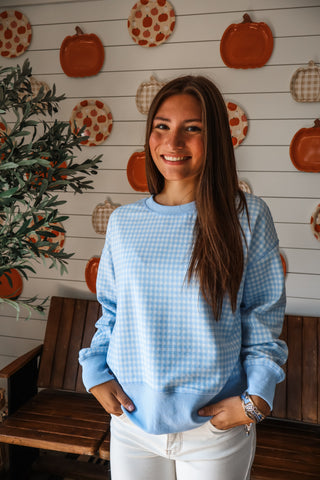 Gingham Game Pullover • Blue