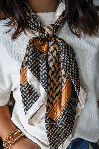 Polished Personality Silk Scarf • Tan Multi