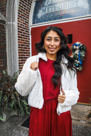 Elevated Elegance Faux Fur Jacket • Cream