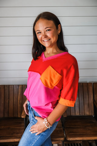 Perfectly Playful Colorblock Top • Red Mix