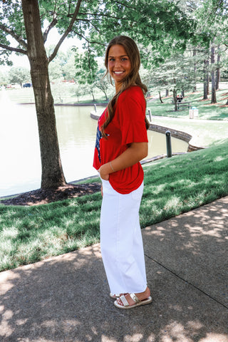 Summer Sale 15 • Red Star Patch Knit Top - FINAL SALE