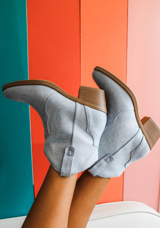 Ronan Rhinestone Ankle Boot • Powder Blue