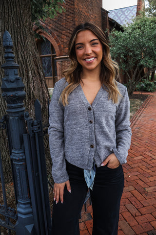 Refined Essential Cardigan Top • Heather Grey