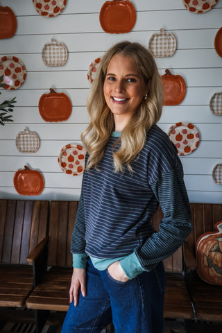 Crisp & Cool Stripes • Navy/Sage