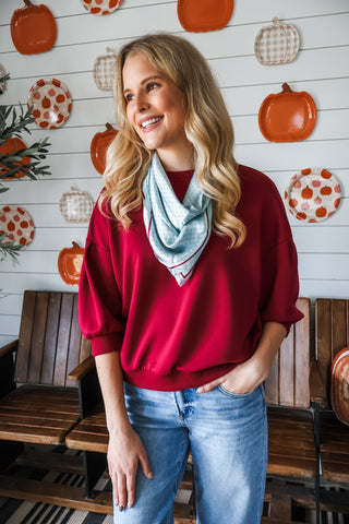 Harper Puff Sleeve Pullover • Wine