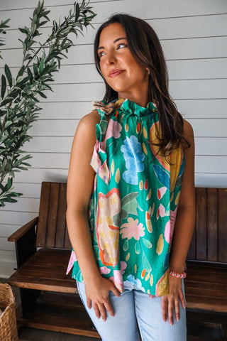 Tropical Twist Ruffle Top • Green - FINAL SALE