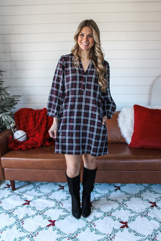 Plaid Perfection Pocket Dress • Black