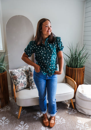 Pixie Polka Dot Top • Emerald