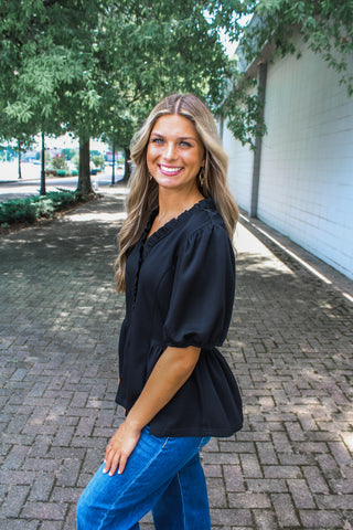 Without thinking • black peplum - FINAL SALE