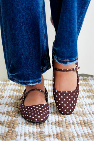 Piper Polka Dot Flat • Brown