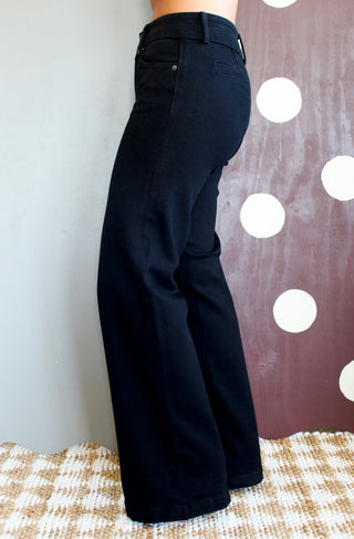 Brynn Double Button Wide Leg • Black