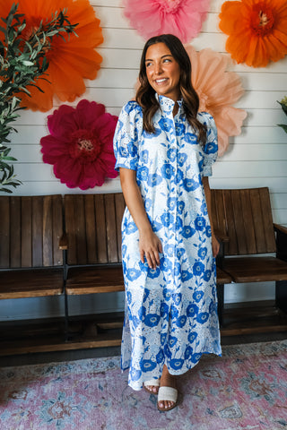 Bud & Bloom Eyelet Midi • Blue
