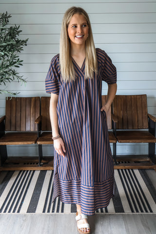 Striped By Design • Brown/Navy