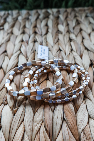 Mariah • two tone mixed metal matte bracelet stack
