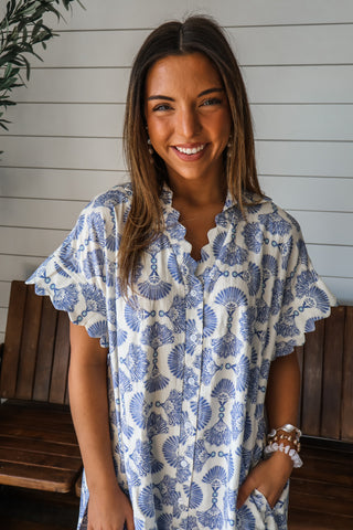 Blue Harbor Scallop Shirtdress • Ivory - FINAL SALE
