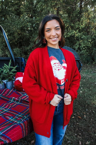 By The Fireside Cardigan • Red