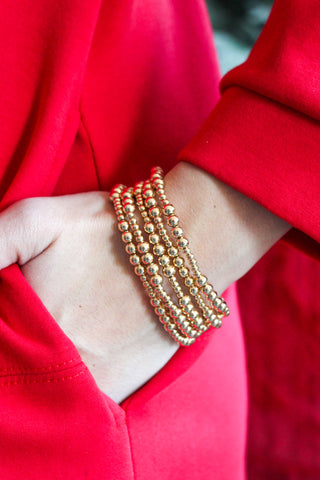 Golden Glow Beaded Bracelet Stack
