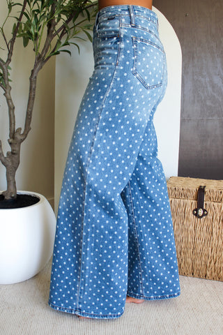 Gemma Polka Dot Wide Leg • Medium Wash