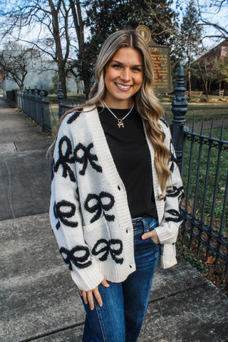 Always Believe Bow Cardigan • Black