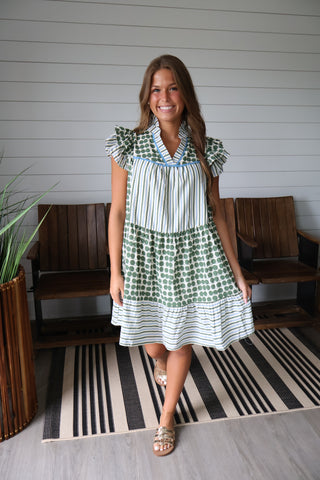 Fall Frenzy 28 • Dots & Stripes Ruffle Dress - FINAL SALE