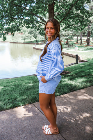 Summer Sale 37 • Blue Striped Short Set - FINAL SALE